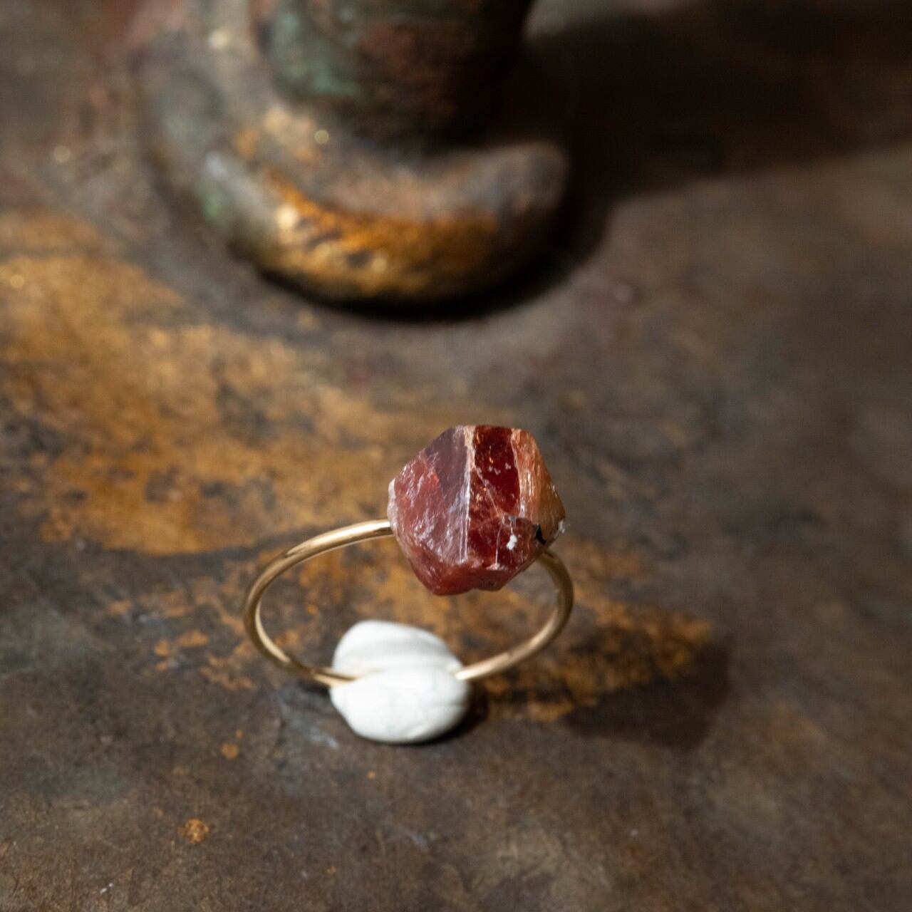 [One of a kind] Zircon Raw Stone Ring | Handmade Natural Stone Jewelry [Blood Moon Collection]