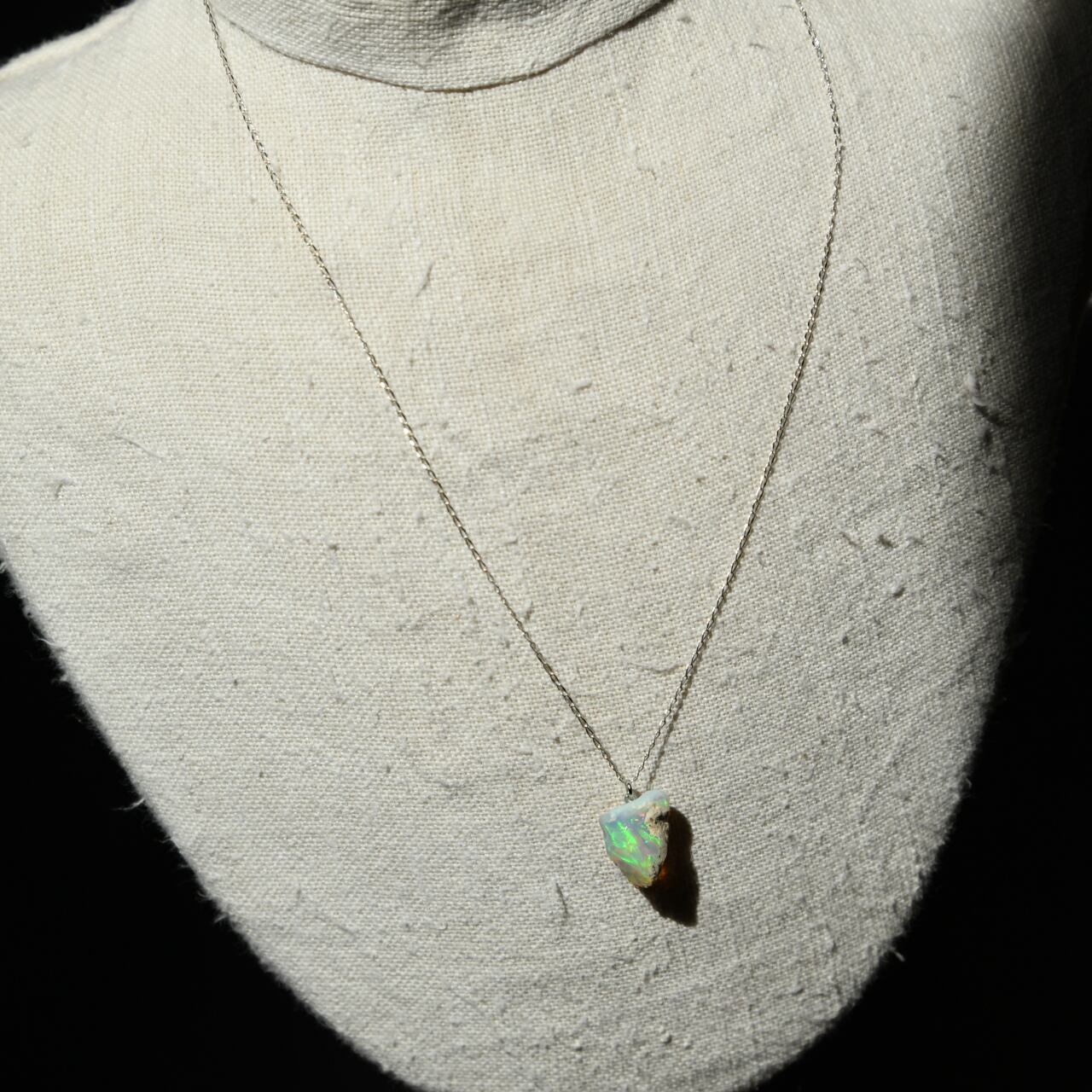 [One of a kind] Opal Raw Stone Sterling Silver Necklace | Handmade Natural Stone Jewelry [Dark Heroine Collection]