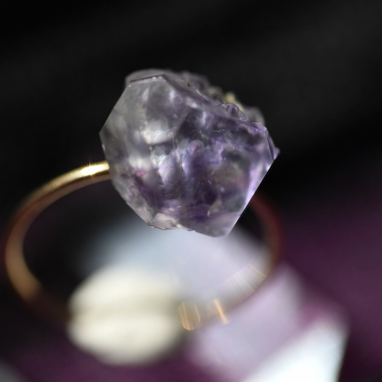 [One of a kind] Fluorite Raw Stone Ring | Handmade Natural Stone Jewelry [Dark Heroine Collection]