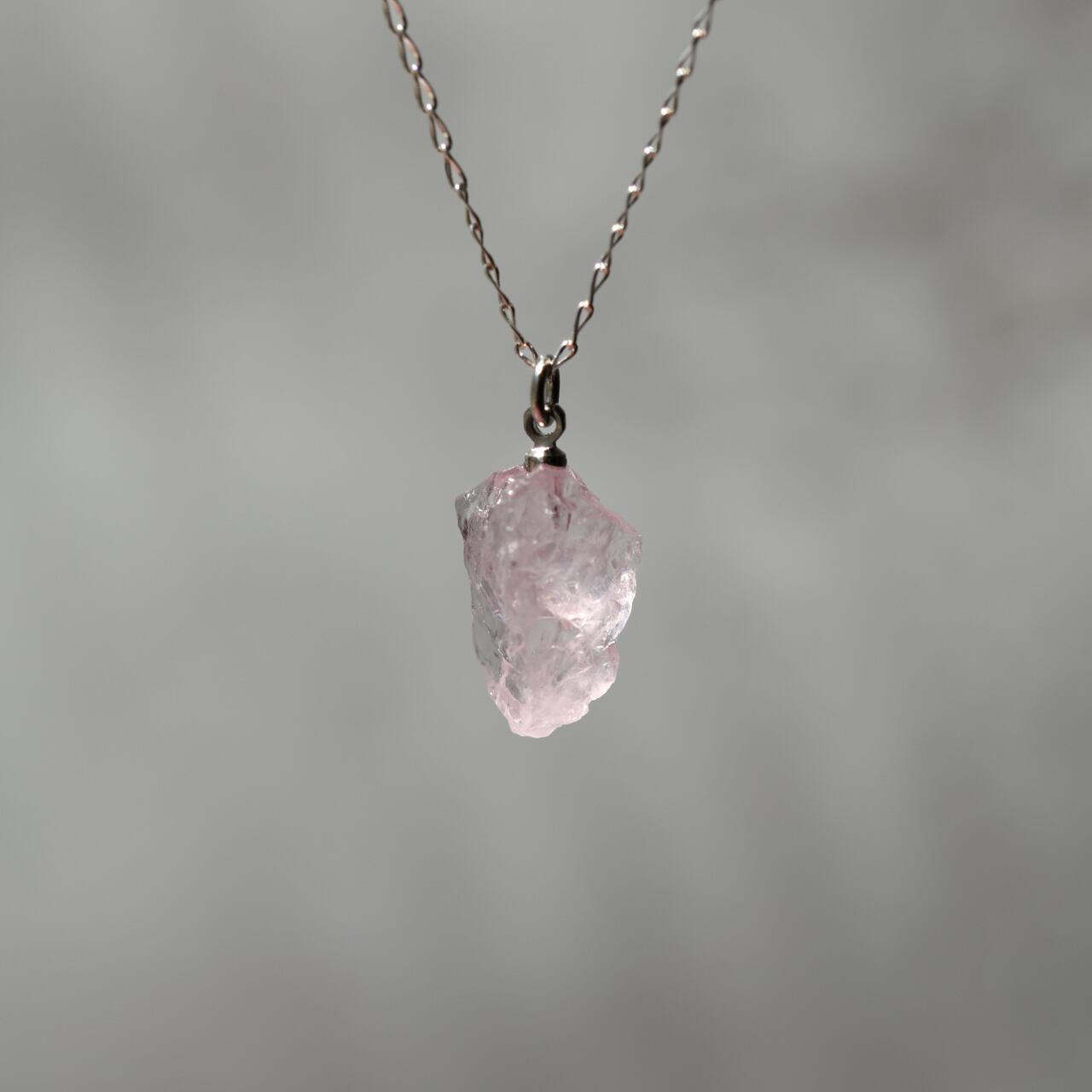 Morganite Raw Stone Necklace | Handmade Natural Stone Jewelry