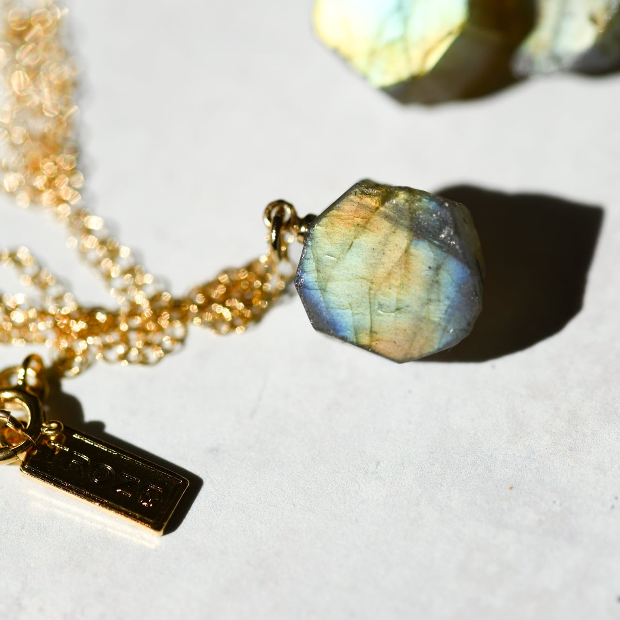 Labradorite Raw Stone Necklace | Handmade Natural Stone Jewelry