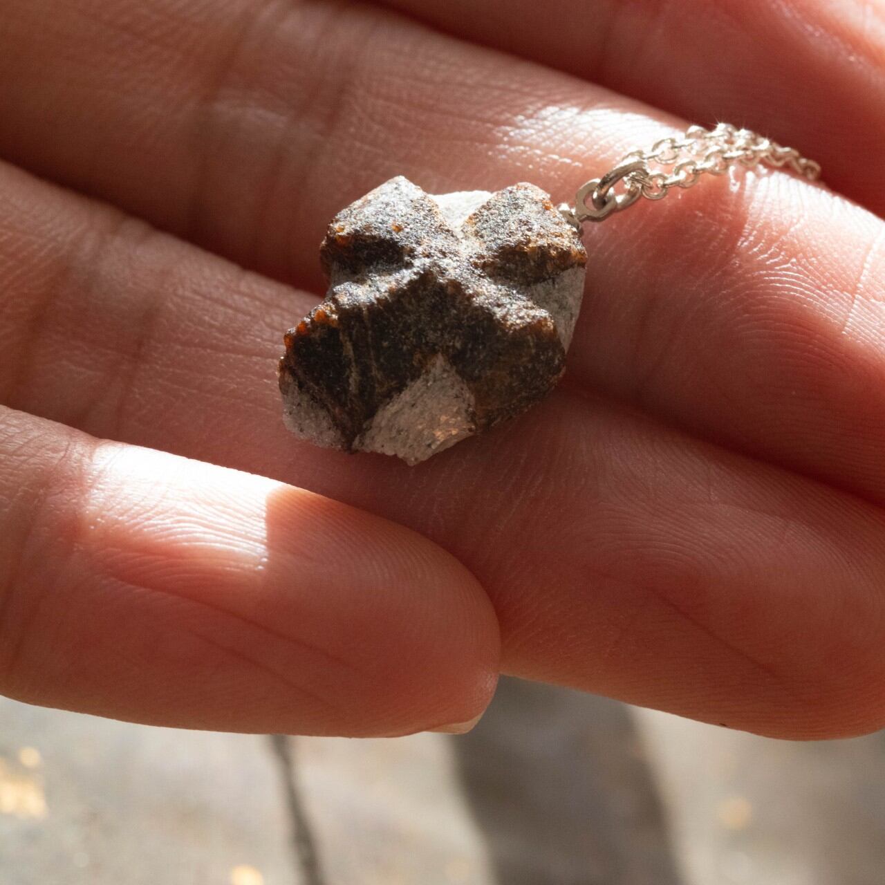 [One of a kind] Staurolite Raw Stone Sterling Silver Necklace | Handmade Natural Stone Jewelry [Blood Moon Collection]