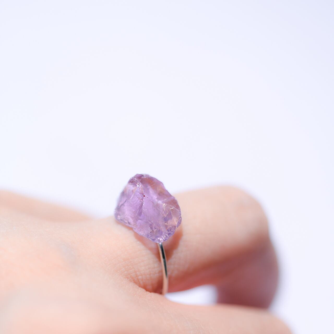 Pink Amethyst Raw Stone Ring | Handmade Natural Stone Jewelry