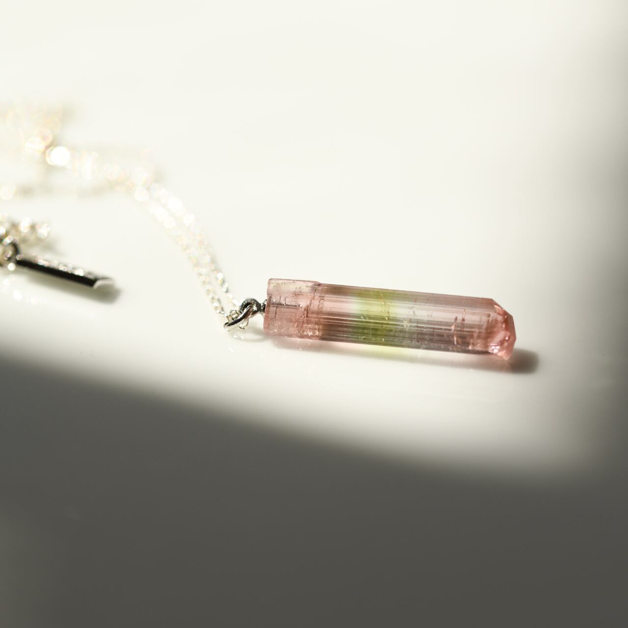 [One of a kind] Tourmaline Raw Stone Sterling Silver Necklace | Handmade Natural Stone Jewelry [Tourmalin Fest]