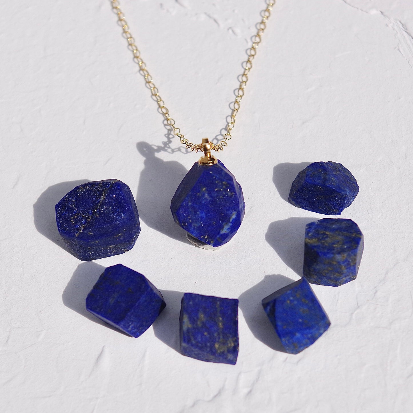 Lapis Lazuli Raw Stone Necklace | Handmade Natural Stone Jewelry