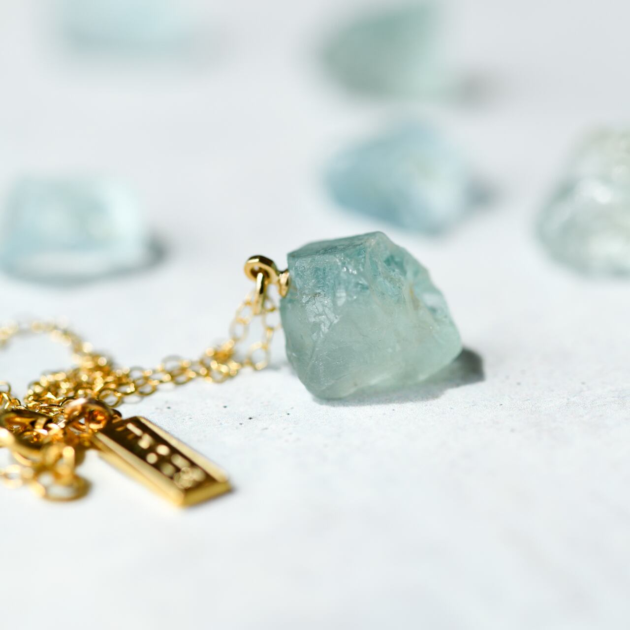 Aquamarine Raw Stone Necklace | Handmade Natural Stone Jewelry