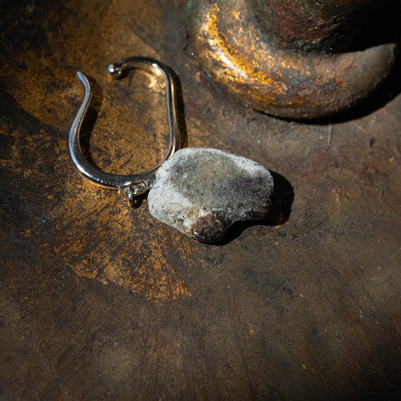 [One of a kind] Staurolite Raw Stone Ear Cuff | Handmade Natural Stone Jewelry [Blood Moon Collection]