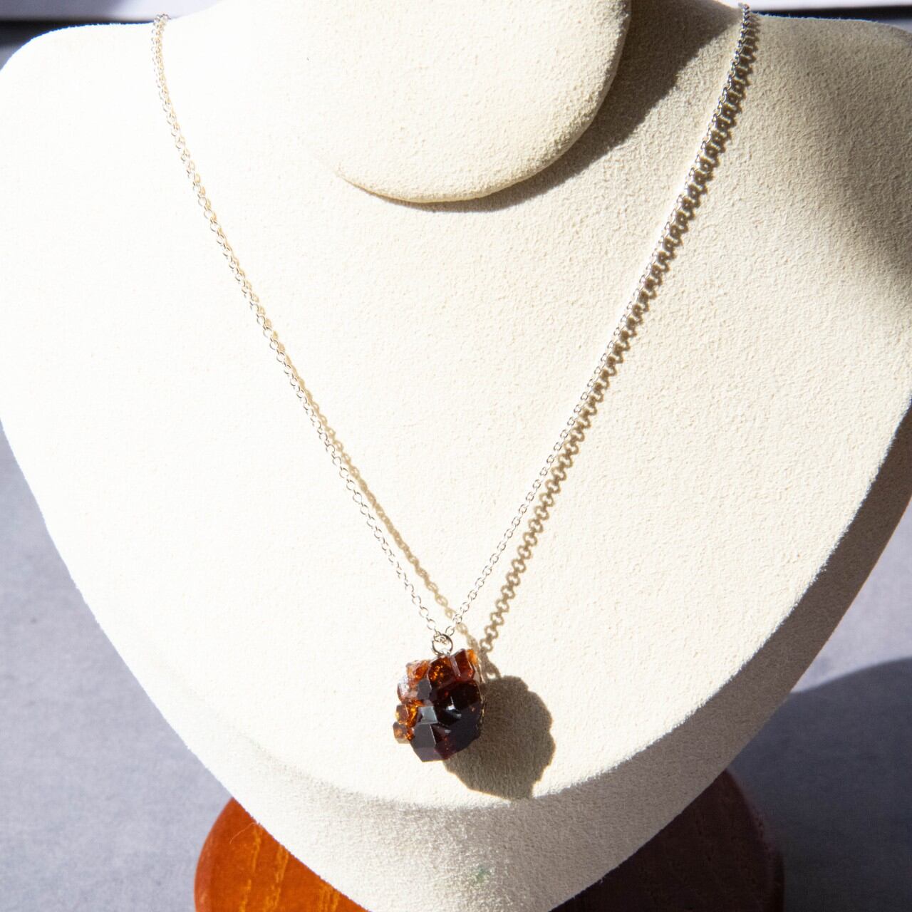 [One of a kind] Grossular Garnet Raw Stone Sterling Silver Necklace | Handmade Natural Stone Jewelry [Blood Moon Collection]