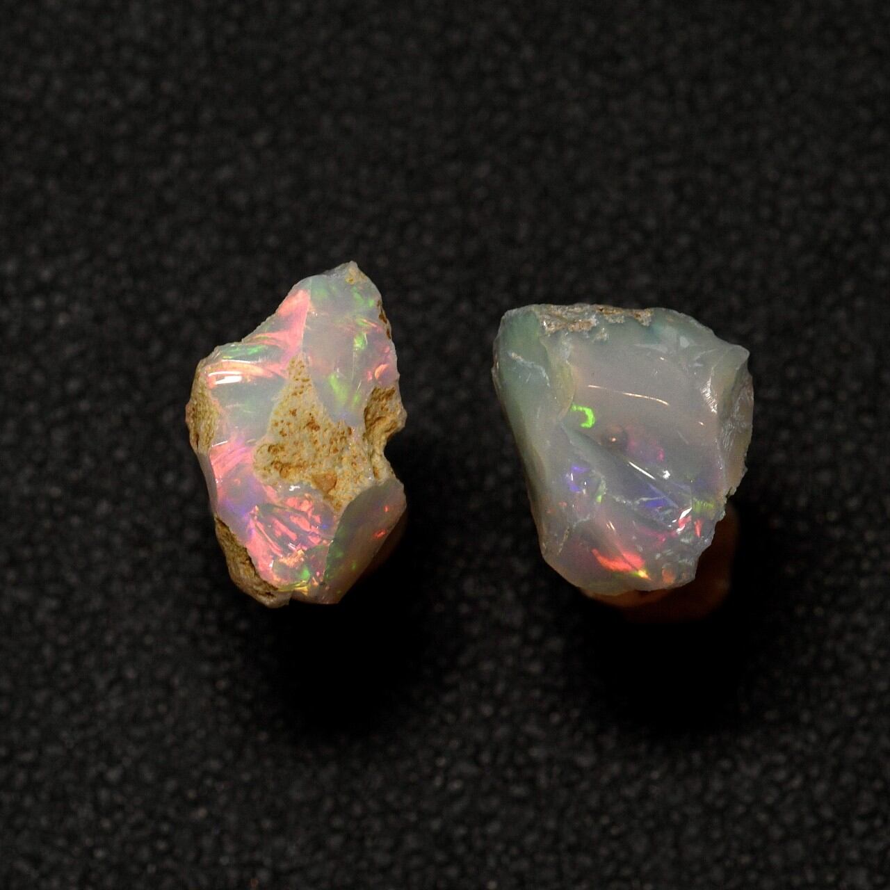 [One of a kind] Ethiopian Opal Raw Stone 18K Earrings | Handmade Natural Stone Jewelry [Opal Fest 2022]