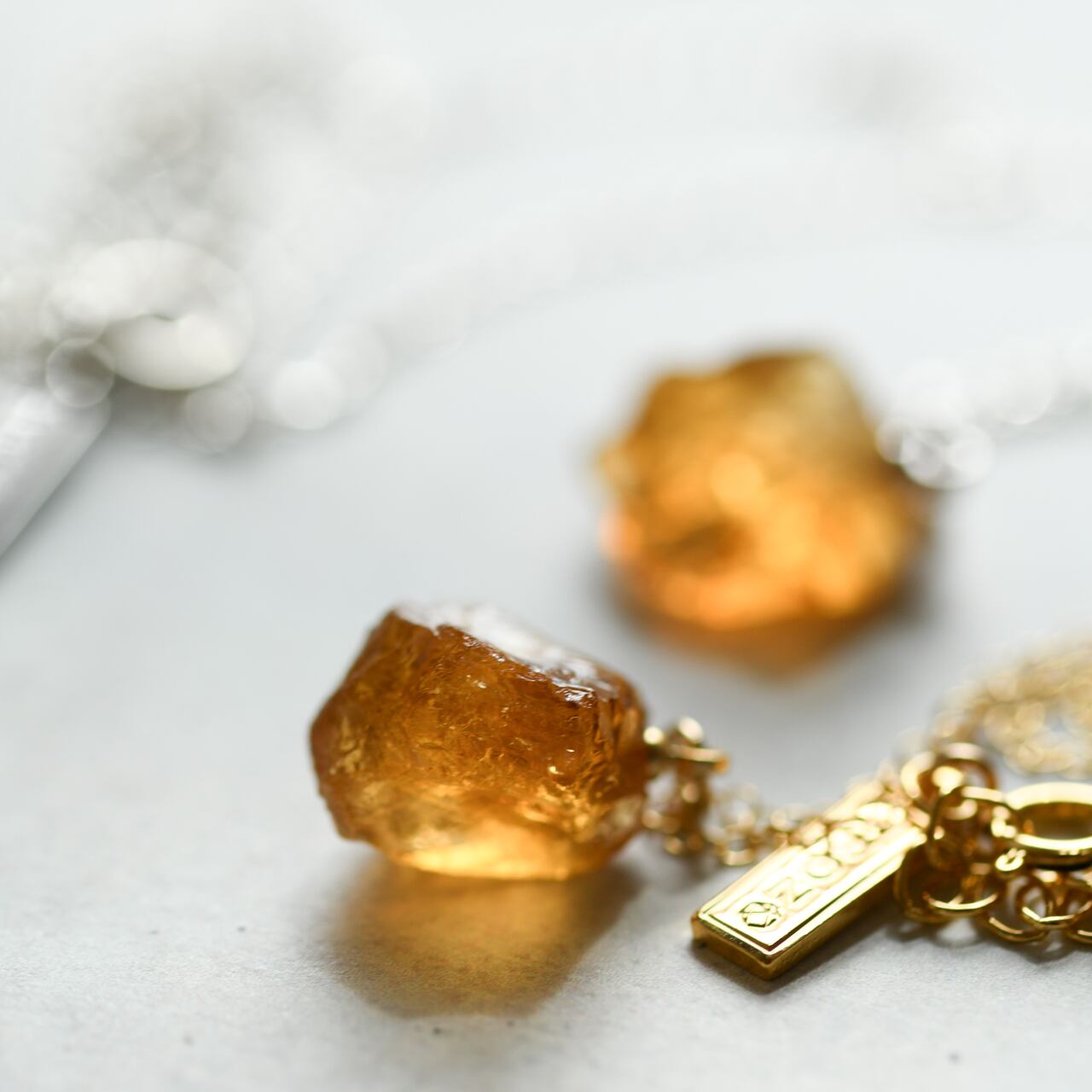 Citrine Raw Stone Necklace | Handmade Natural Stone Jewelry