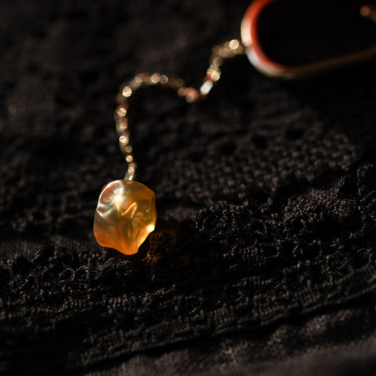 [One of a kind] Fire Opal Raw Stone Sterling Silver Ear Cuff | Handmade Natural Stone Jewelry [Poppy Collection]
