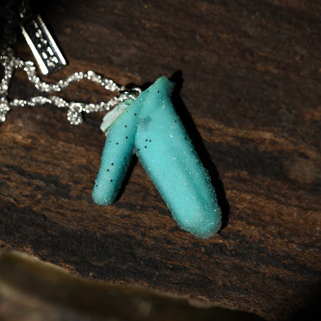 [One of a kind] Chrysocolla Raw Stone Sterling Silver Necklace | Handmade Natural Stone Jewelry [Raindrop Collection]