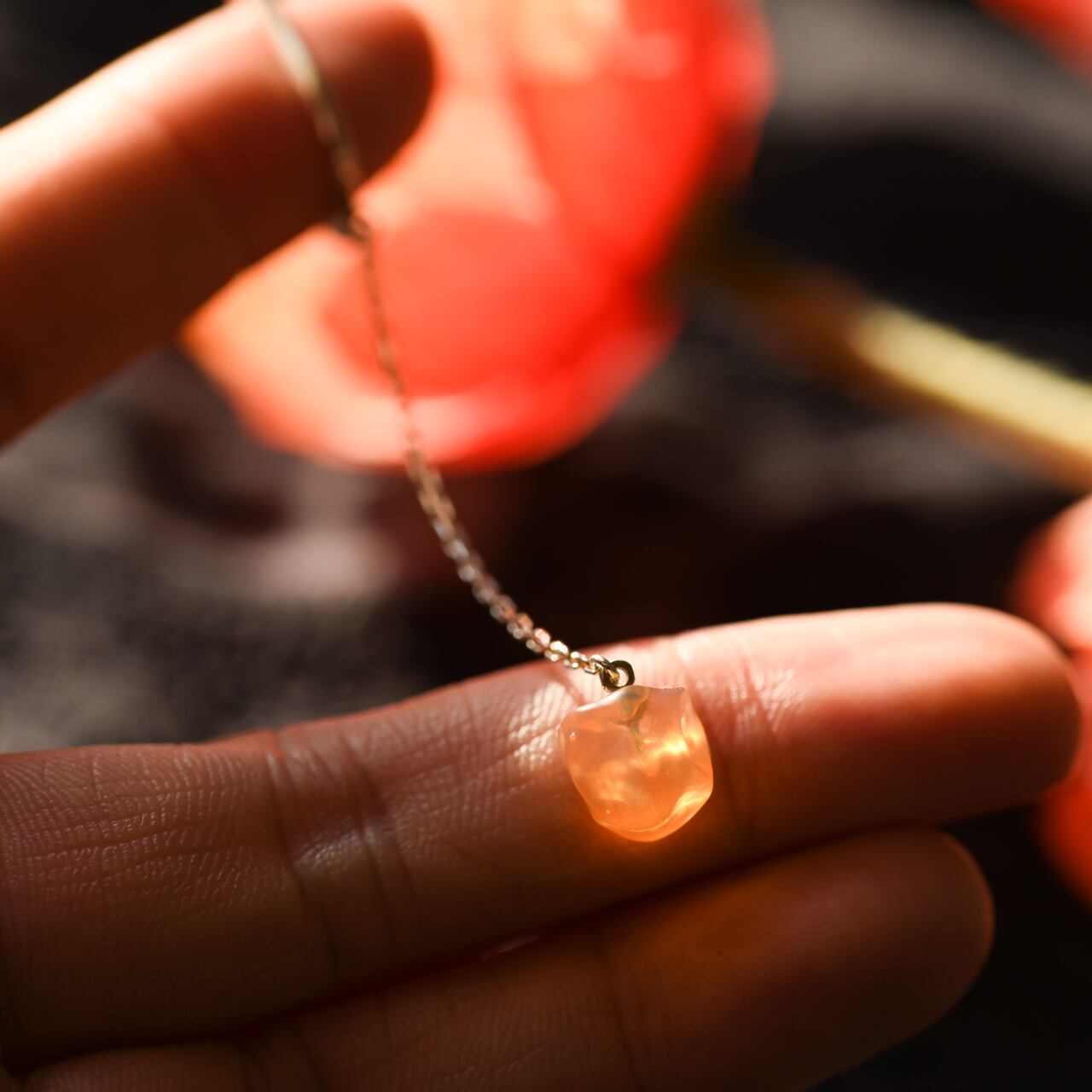[One of a kind] Fire Opal Raw Stone Sterling Silver Ear Cuff | Handmade Natural Stone Jewelry [Poppy Collection]