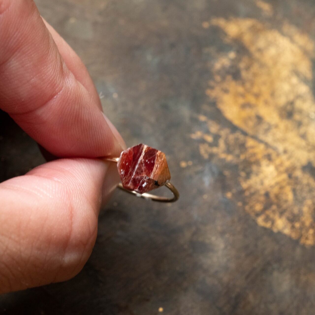 [One of a kind] Zircon Raw Stone Ring | Handmade Natural Stone Jewelry [Blood Moon Collection]