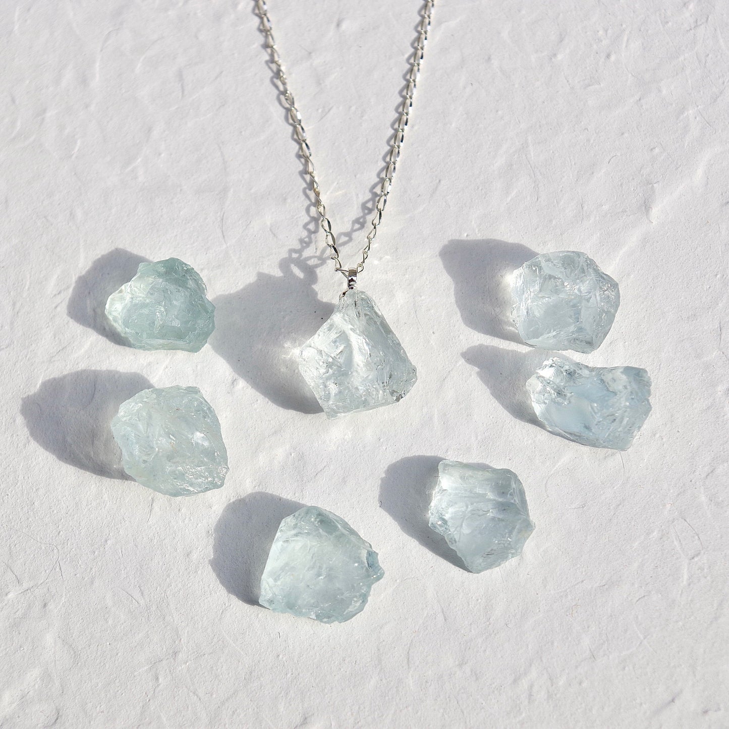 Aquamarine Raw Stone Necklace | Handmade Natural Stone Jewelry