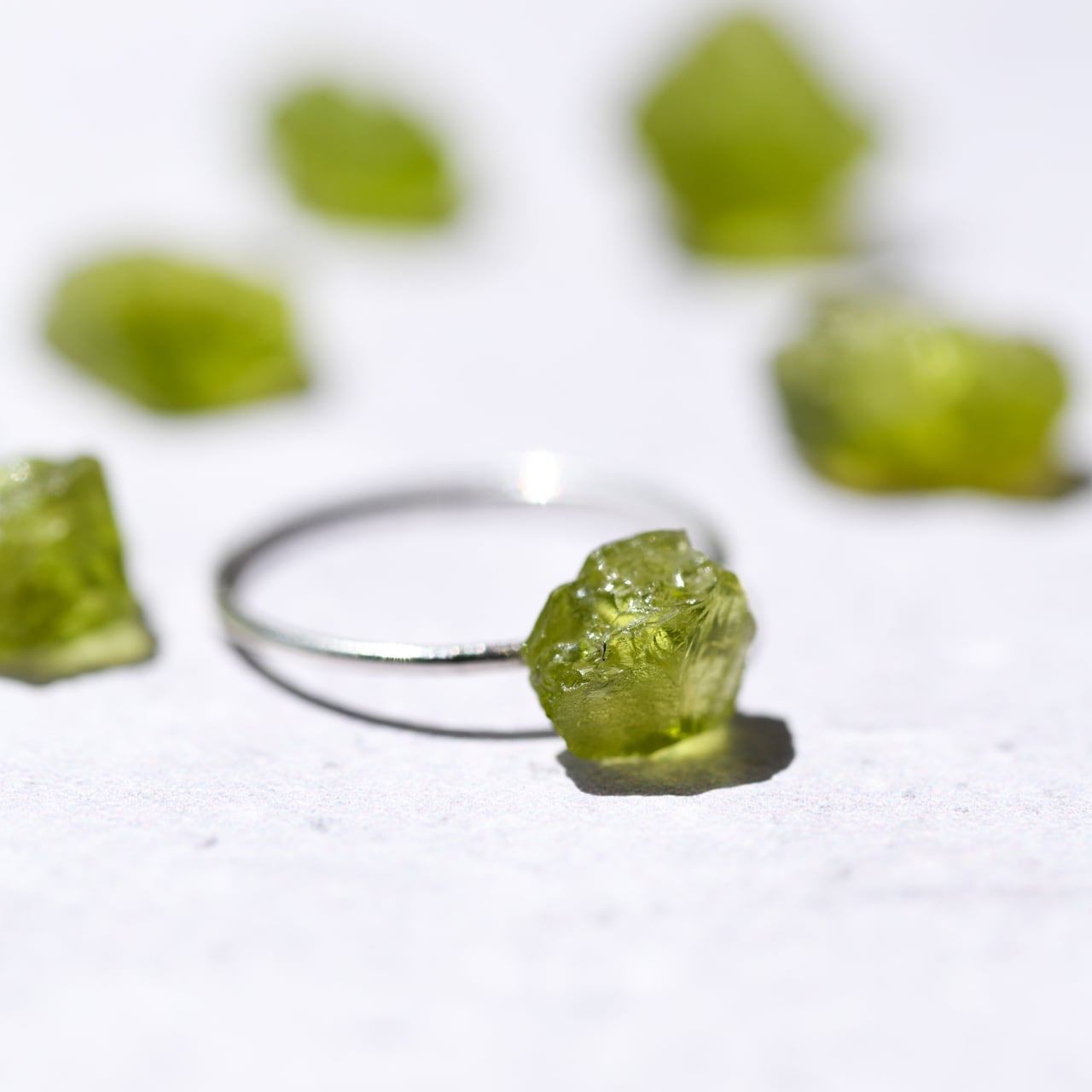 Peridot Raw Stone Ring | Handmade Natural Stone Jewelry