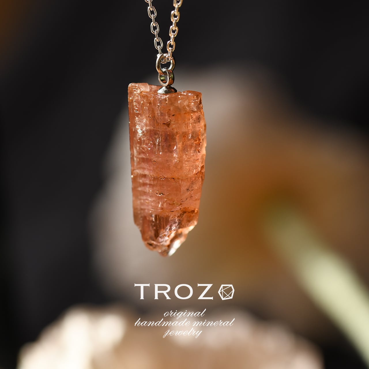 [One of a kind] imperial Topaz Raw Stone Sterling Silver Necklace | Handmade Natural Stone Jewelry [Poppy Collection]