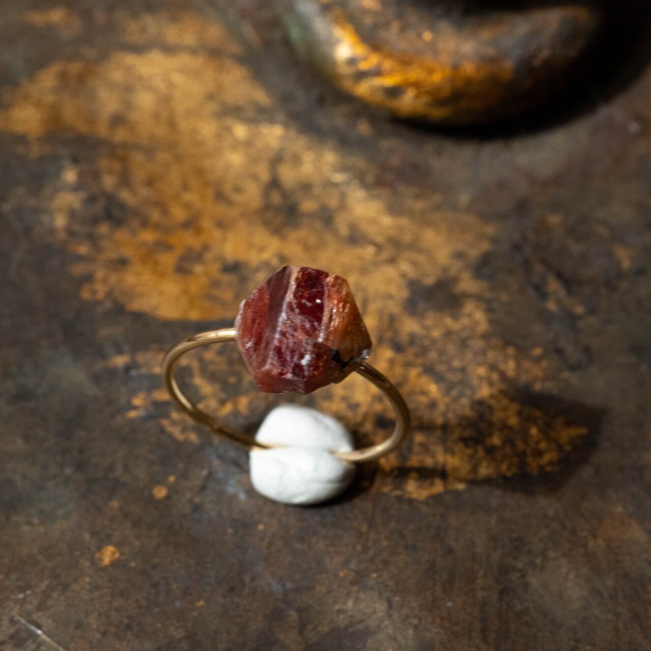 [One of a kind] Zircon Raw Stone Ring | Handmade Natural Stone Jewelry [Blood Moon Collection]