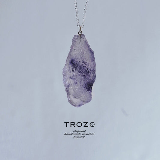 [One of a kind] Fluorite Raw Stone Sterling Silver Necklace | Handmade Natural Stone Jewelry [HAMON Collection]