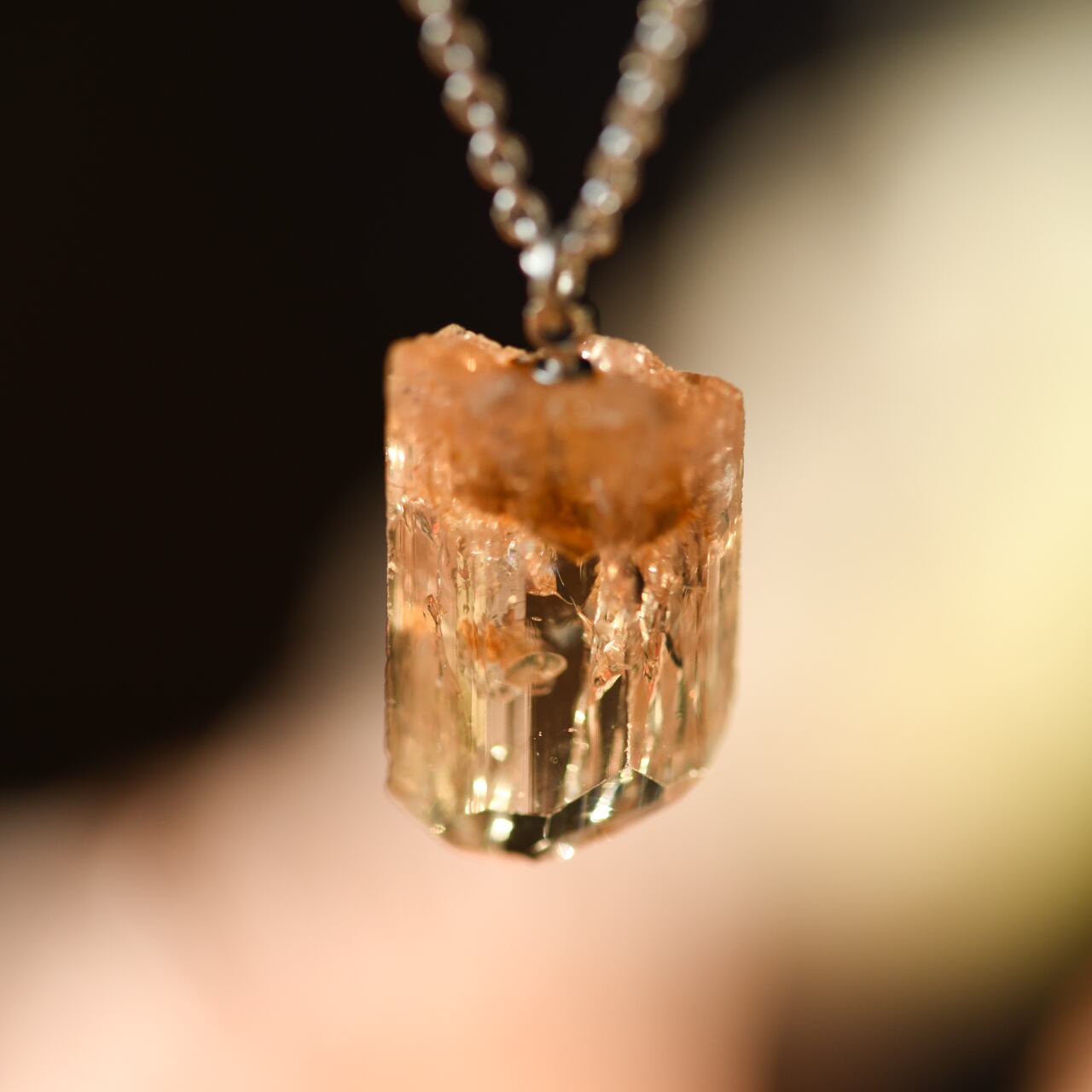 [One of a kind] imperial Topaz Raw Stone Sterling Silver Necklace | Handmade Natural Stone Jewelry [Poppy Collection]