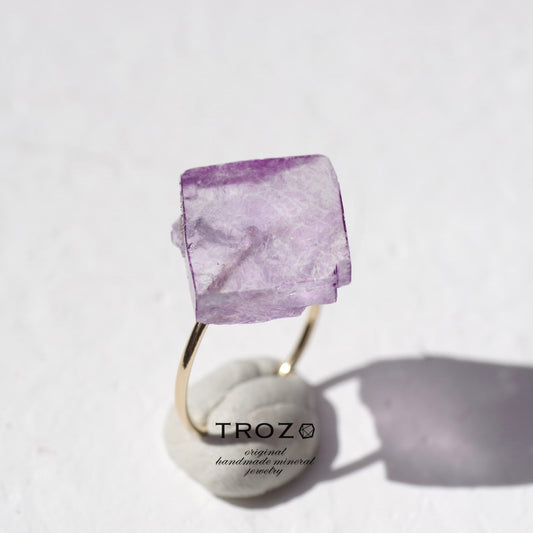 [One of a kind] Fluorite Raw Stone Ring | Handmade Natural Stone Jewelry [Sunset Collection]