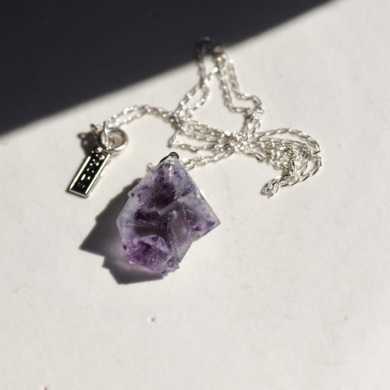 [One of a kind] Fluorite Raw Stone Sterling Silver Necklace | Handmade Natural Stone Jewelry [Fluorite Fest]