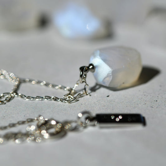 Moonstone Raw Stone Necklace | Handmade Natural Stone Jewelry