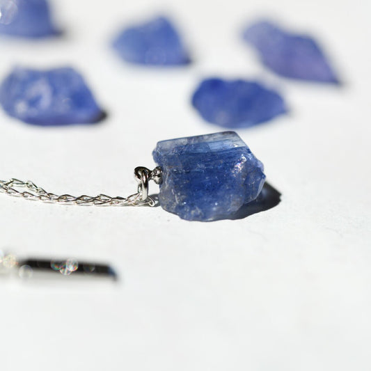 Tanzanite Raw Stone Necklace | Handmade Natural Stone Jewelry