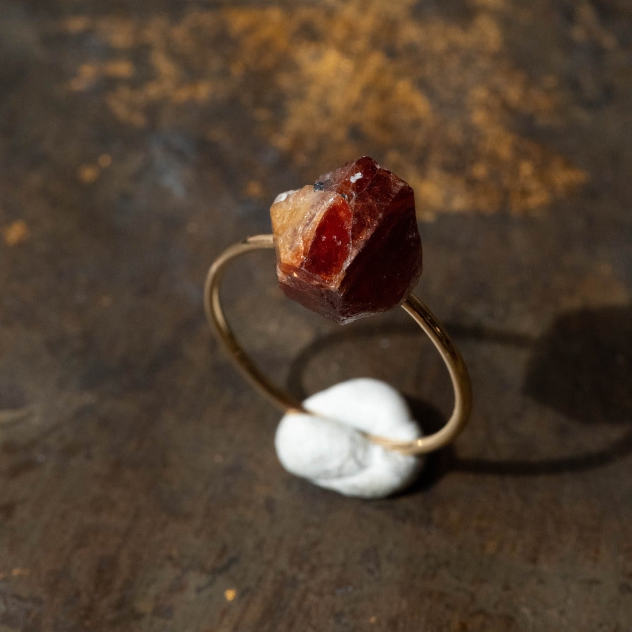 [One of a kind] Zircon Raw Stone Ring | Handmade Natural Stone Jewelry [Blood Moon Collection]