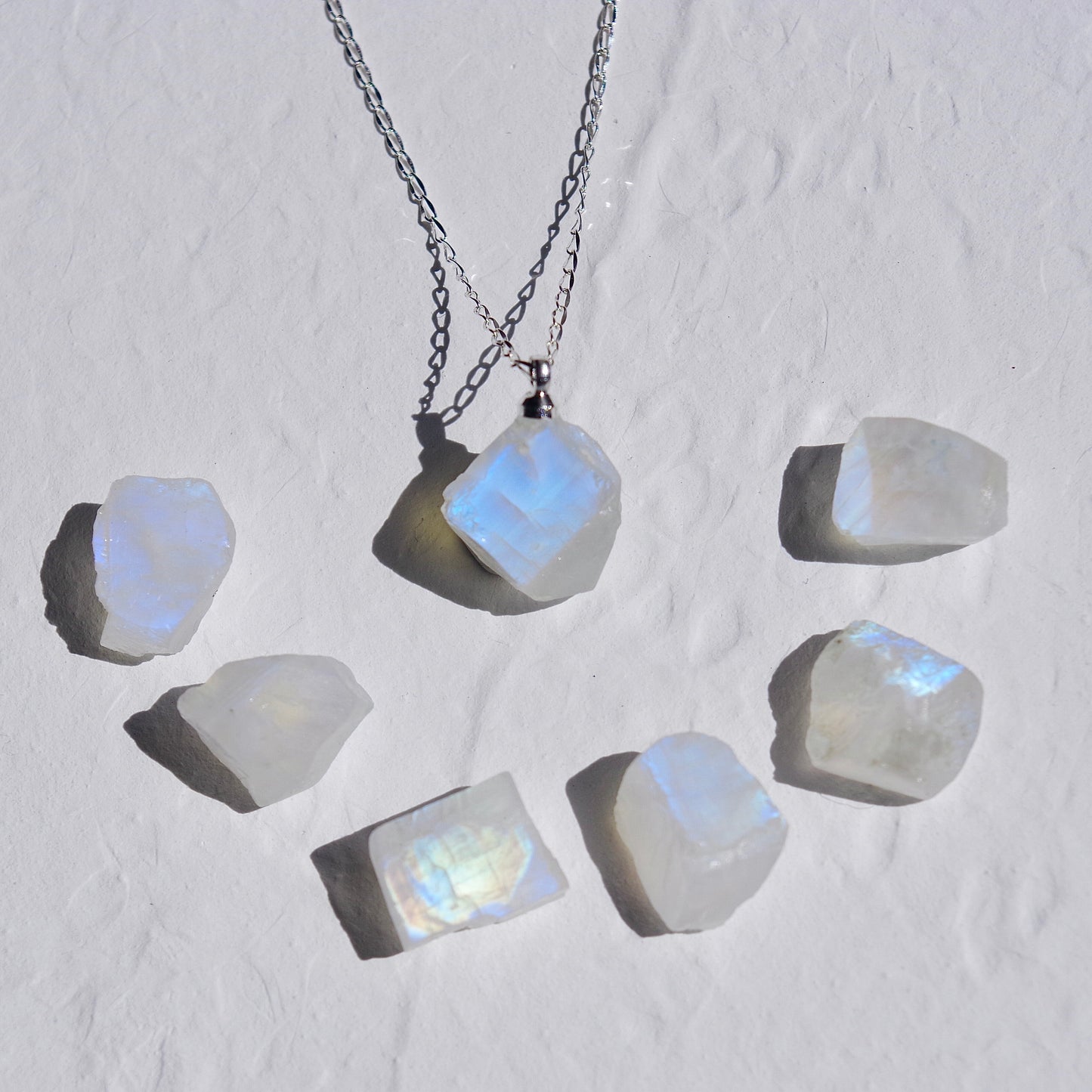 Moonstone Raw Stone Necklace | Handmade Natural Stone Jewelry