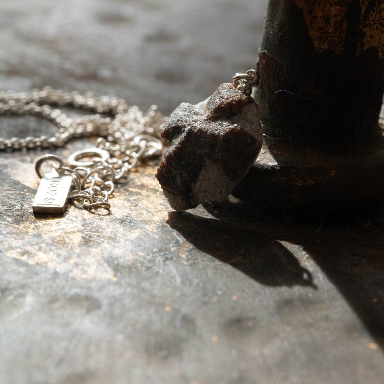 [One of a kind] Staurolite Raw Stone Sterling Silver Necklace | Handmade Natural Stone Jewelry [Blood Moon Collection]