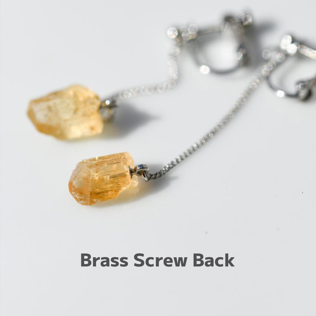 Imperial Topaz Raw Stone Earrings | Handmade Natural Stone Jewelry