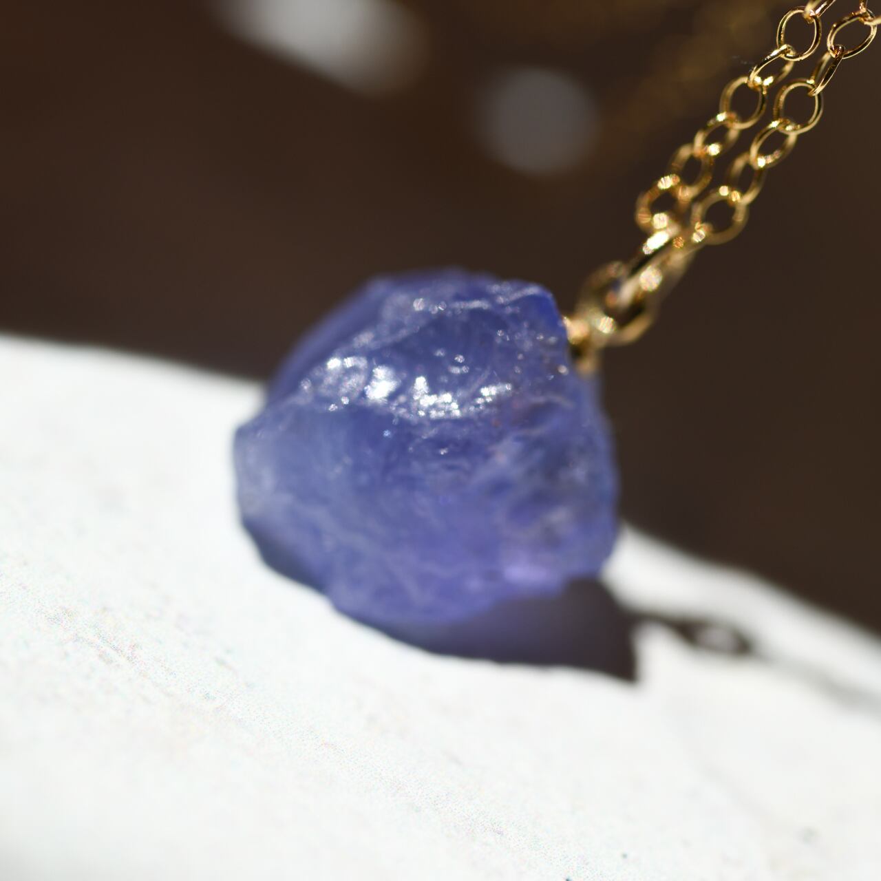 Tanzanite Raw Stone Necklace | Handmade Natural Stone Jewelry