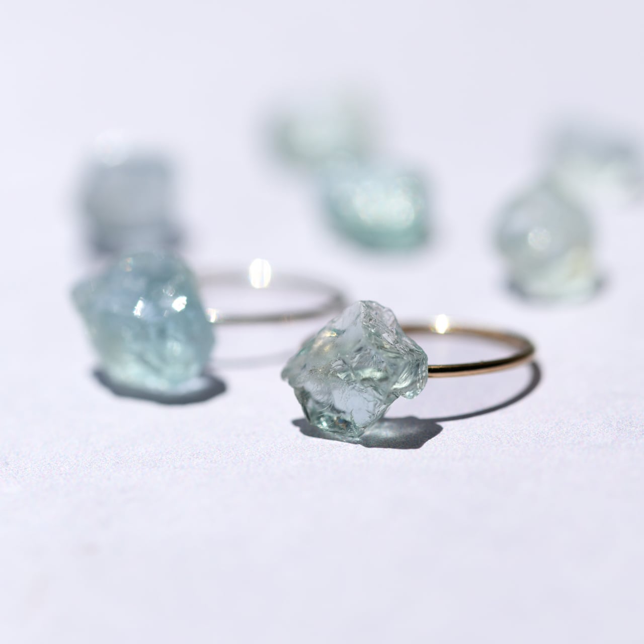 Aquamarine Raw Stone Ring | Handmade Natural Stone Jewelry