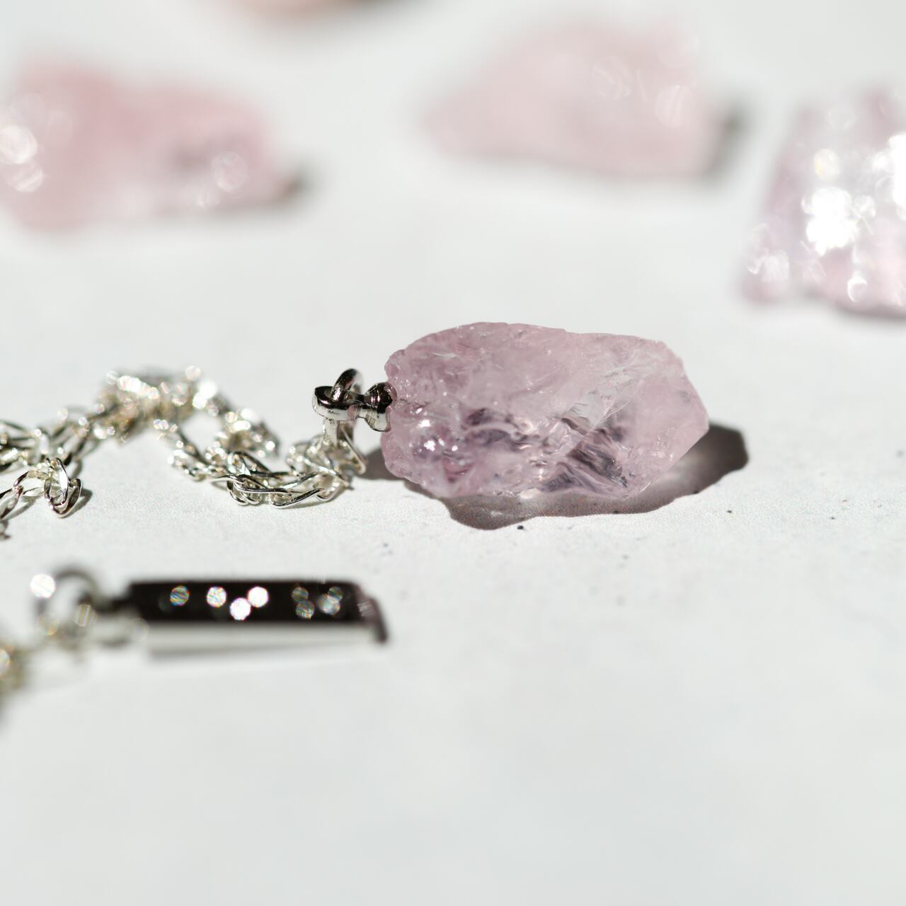 Morganite Raw Stone Necklace | Handmade Natural Stone Jewelry