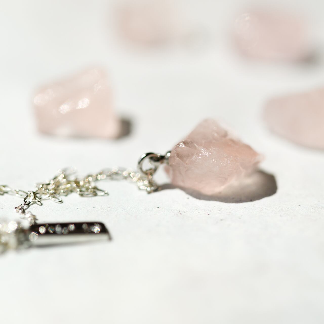 Rose Quartz Raw Stone Necklace | Handmade Natural Stone Jewelry