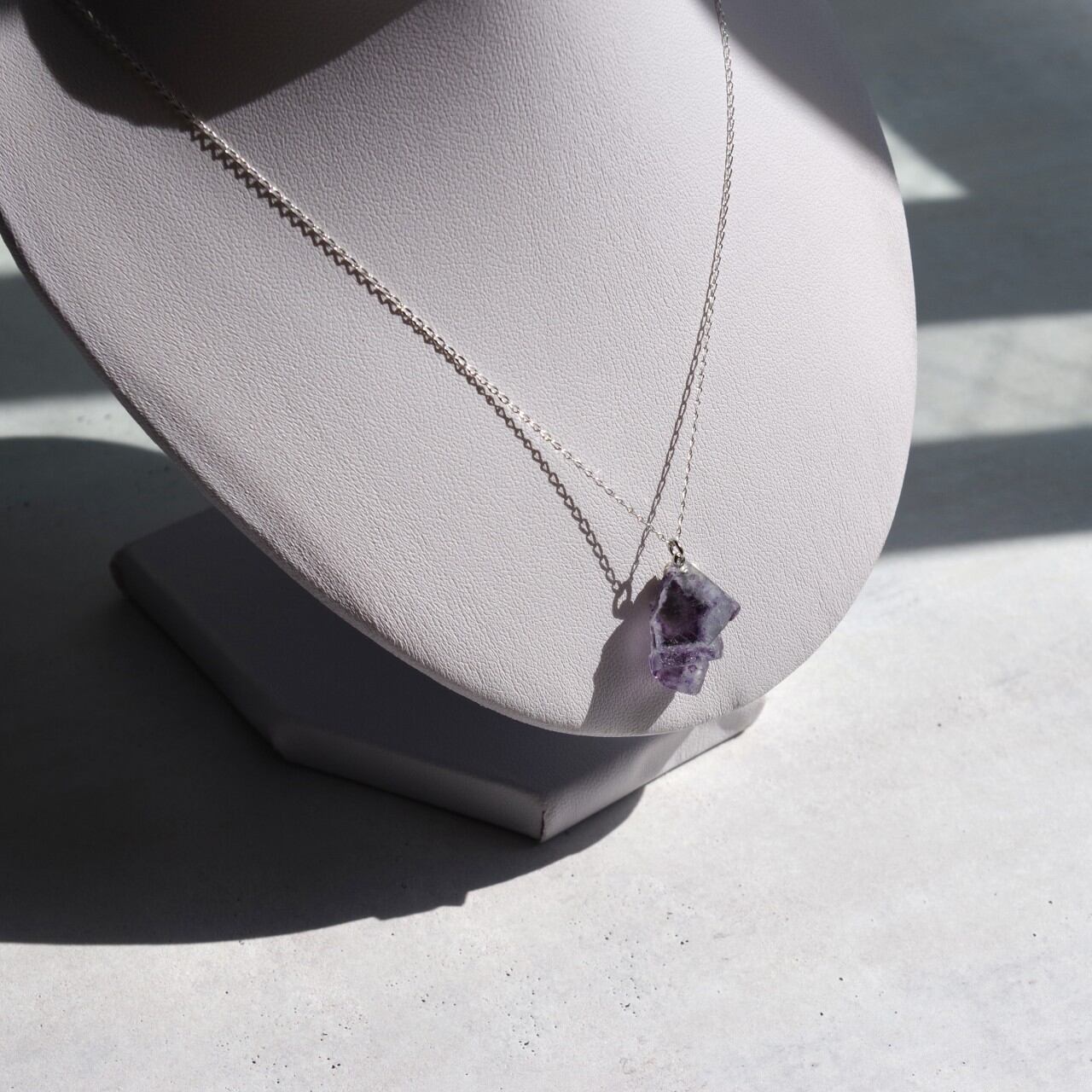 [One of a kind] Fluorite Raw Stone Sterling Silver Necklace | Handmade Natural Stone Jewelry [Fluorite Fest]