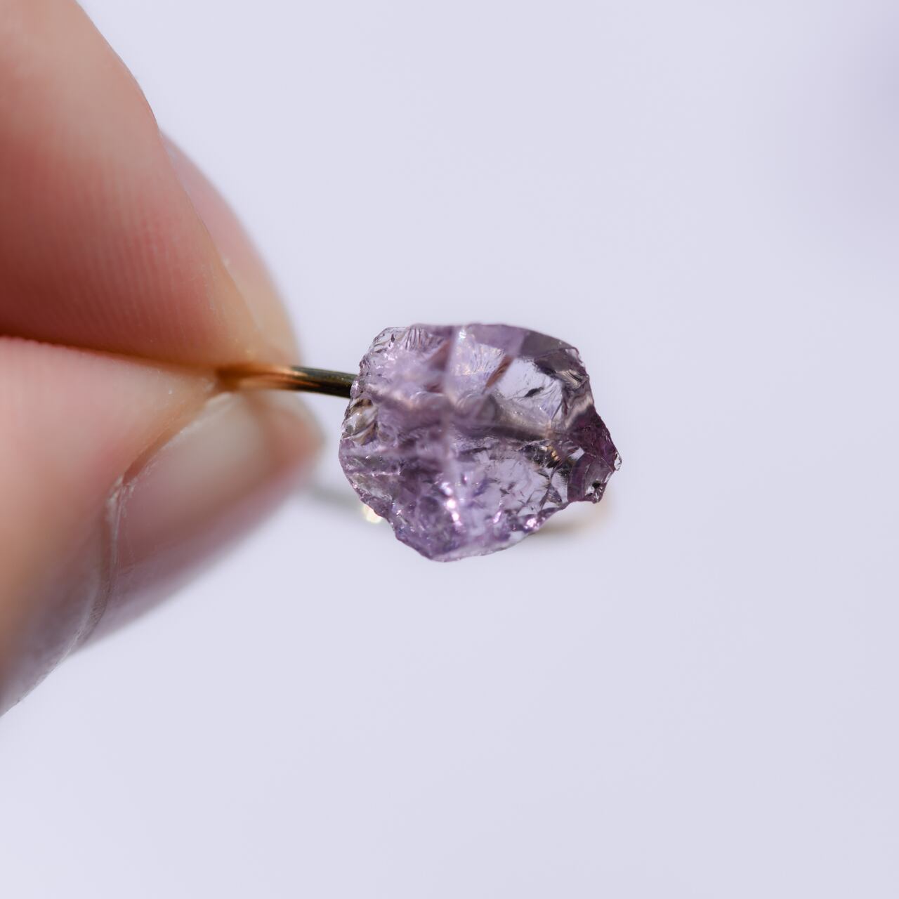 Pink Amethyst Raw Stone Ring | Handmade Natural Stone Jewelry