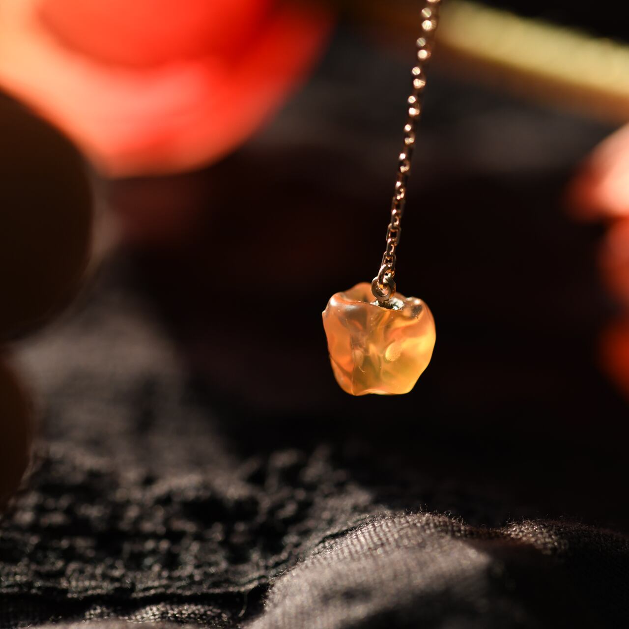 [One of a kind] Fire Opal Raw Stone Sterling Silver Ear Cuff | Handmade Natural Stone Jewelry [Poppy Collection]