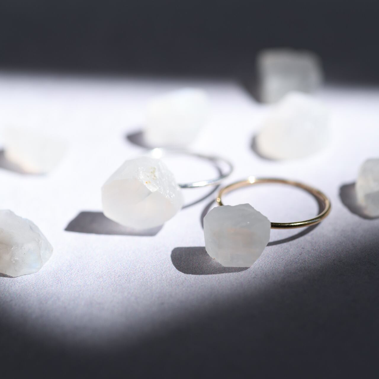 Moonstone Raw Stone Ring | Handmade Natural Stone Jewelry