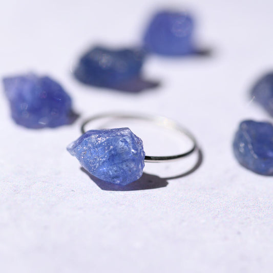 Tanzanite Raw Stone Ring | Handmade Natural Stone Jewelry