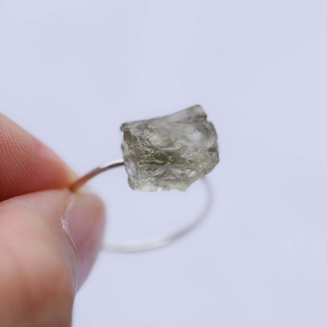 Green Amethyst Raw Stone Ring | Handmade Natural Stone Jewelry