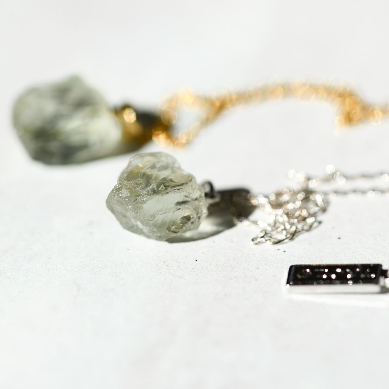 Green Amethyst Raw Stone Necklace | Handmade Natural Stone Jewelry