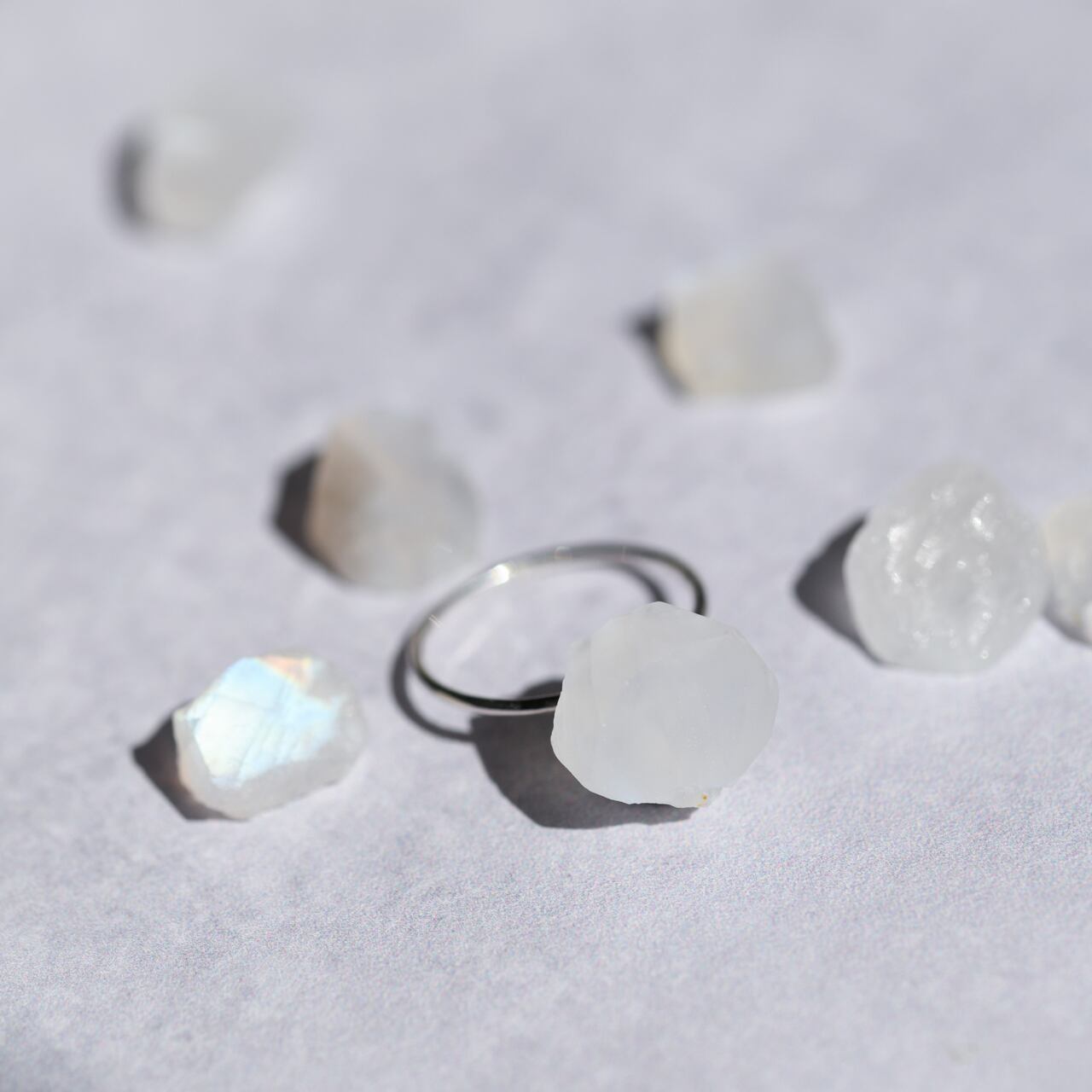 Moonstone Raw Stone Ring | Handmade Natural Stone Jewelry