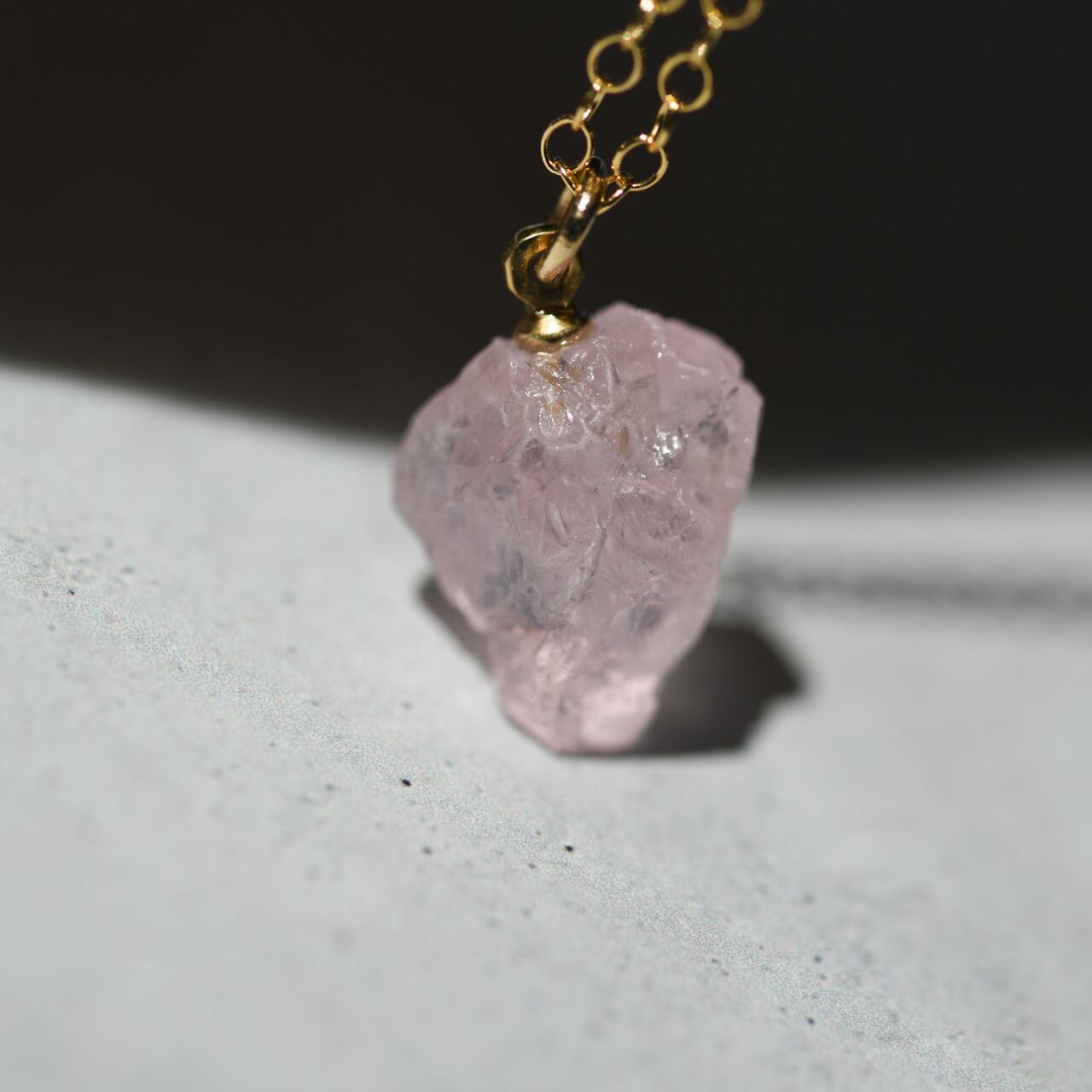 Morganite Raw Stone Necklace | Handmade Natural Stone Jewelry