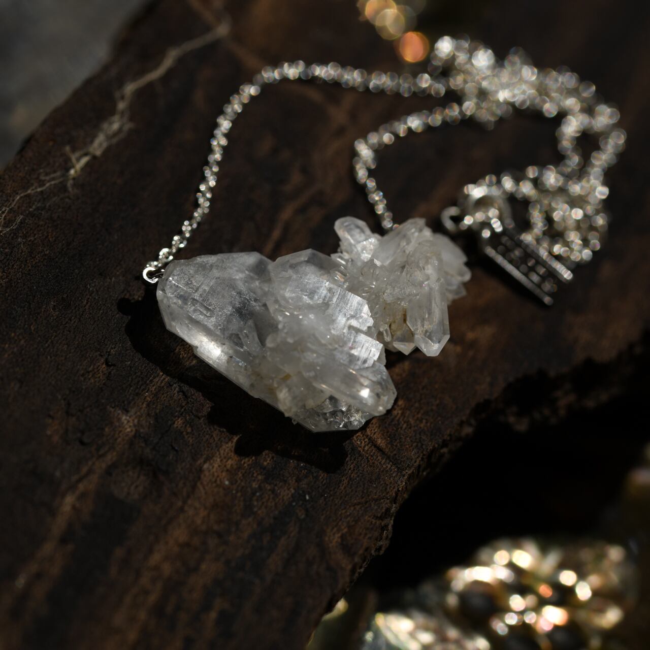 [One of a kind] Farden Quartz Raw Stone Sterling Silver Necklace | Handmade Natural Stone Jewelry [Raindrop Collection]