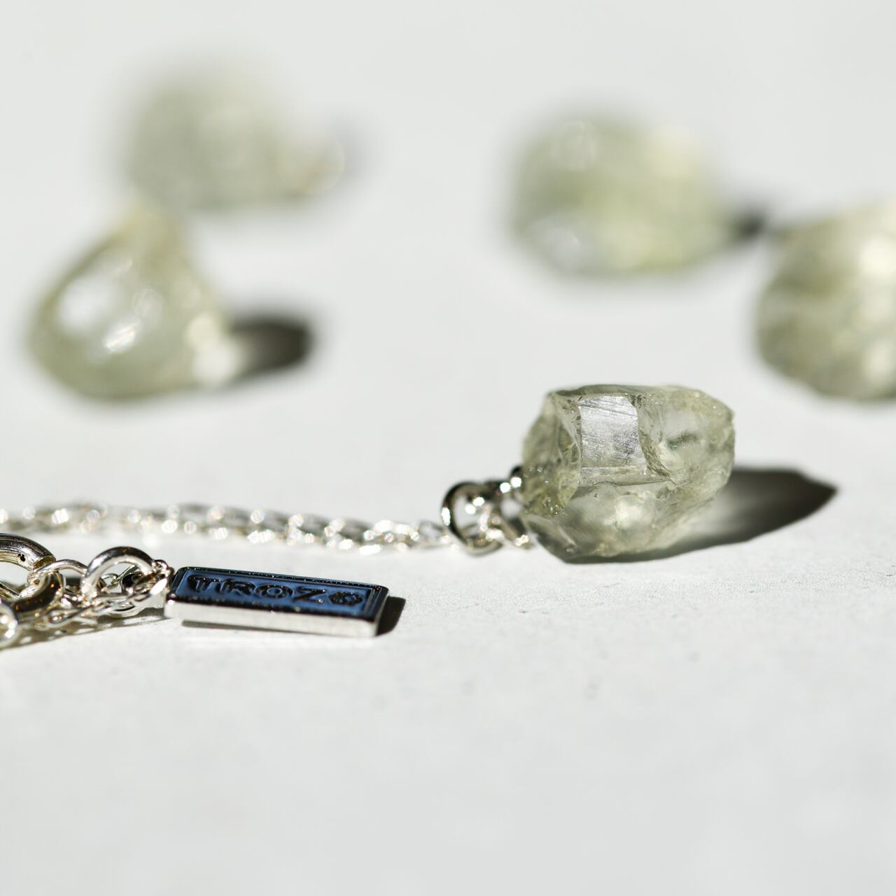 Green Amethyst Raw Stone Necklace | Handmade Natural Stone Jewelry