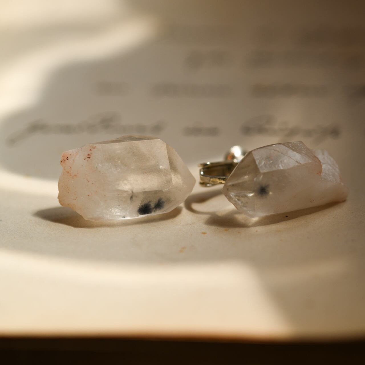 [One of a kind] Hollandite Quartz Raw Stone Sterling Silver Earrings | Handmade Natural Stone Jewelry [Black Majic Collection]