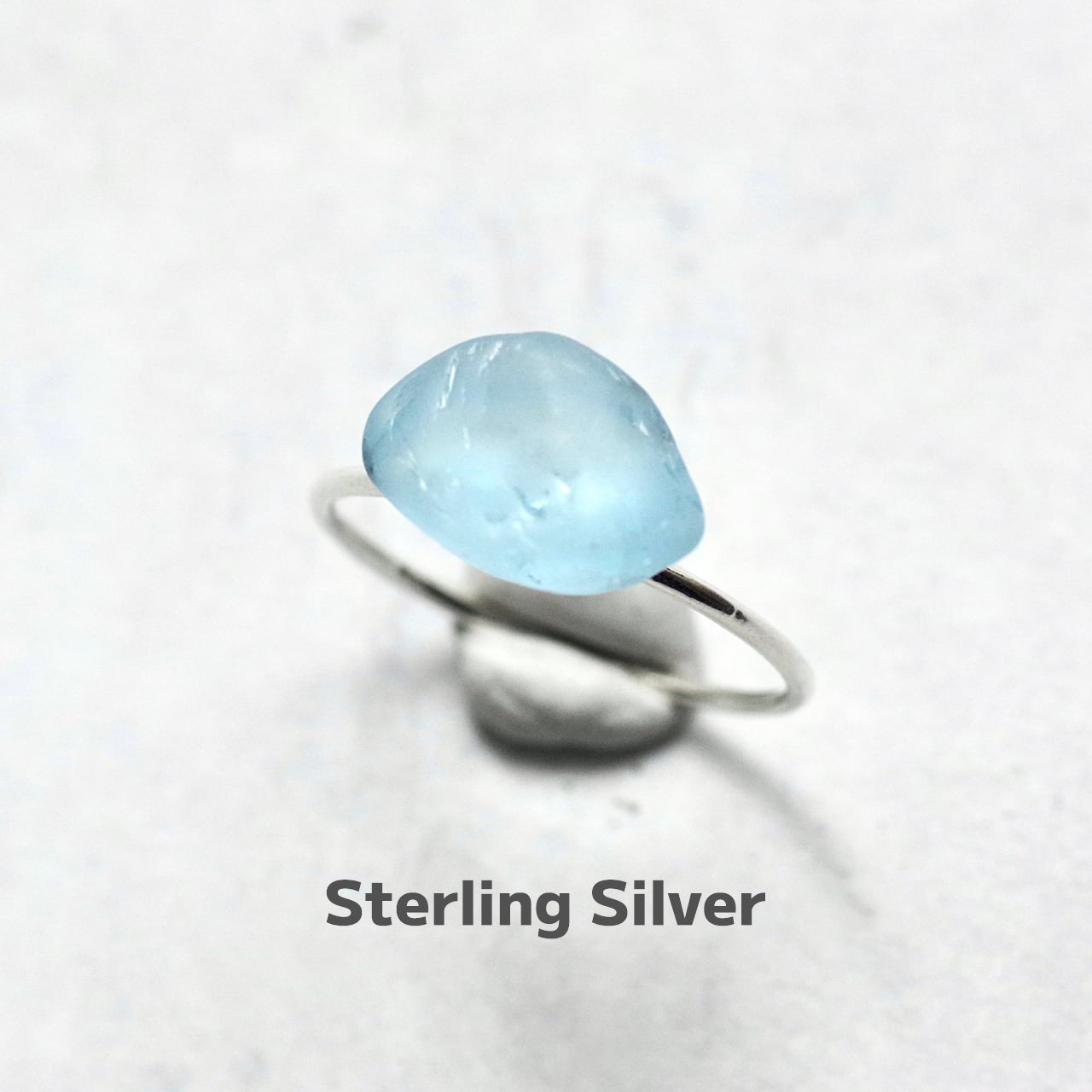 Blue Topaz (Irradiated) Raw Stone Ring | Handmade Natural Stone Jewelry