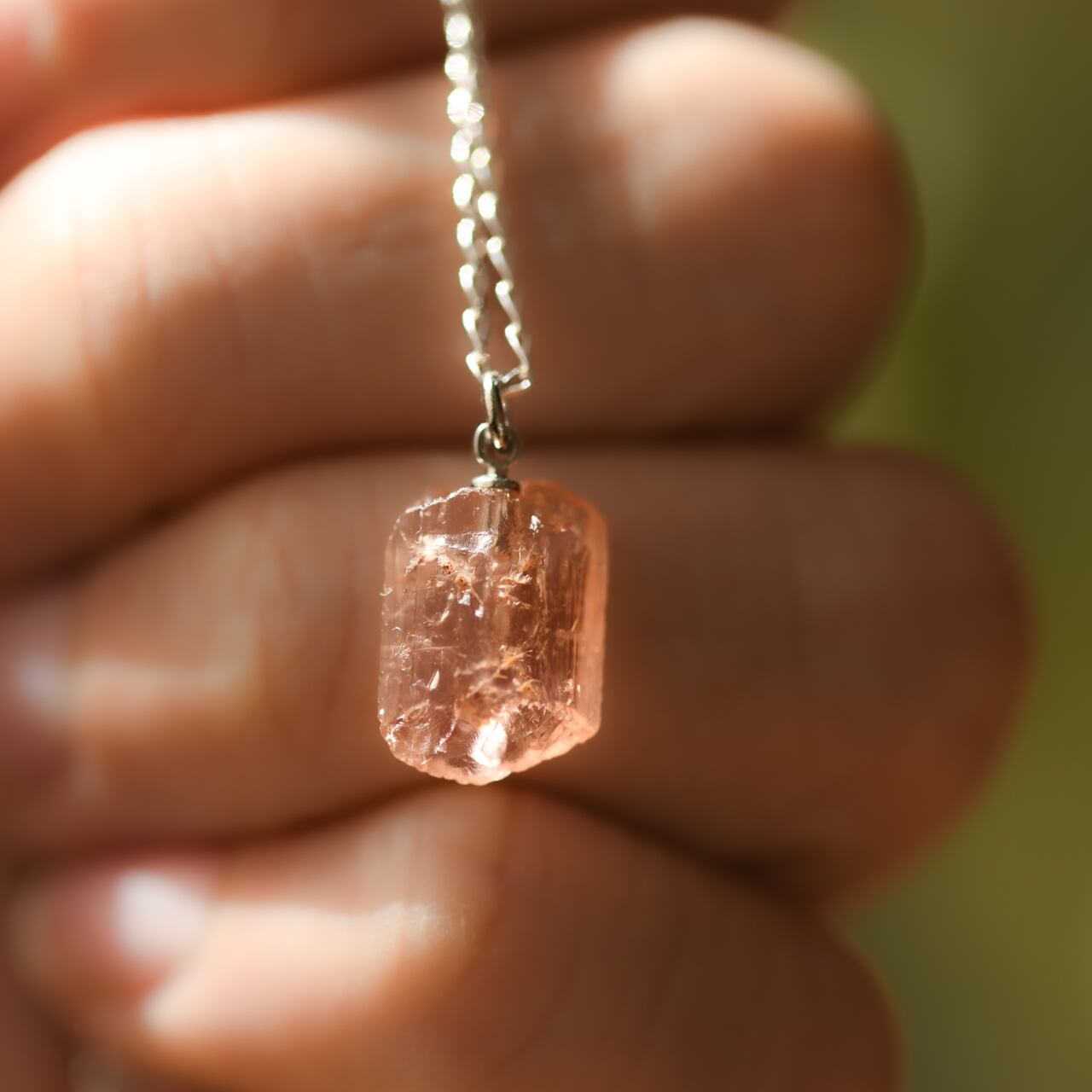 [One of a kind] imperial Topaz Raw Stone Sterling Silver Necklace | Handmade Natural Stone Jewelry [Poppy Collection]